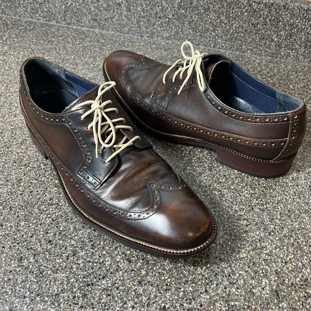 Cole Haan Mens Size 11 M Shoe Brown Leather Dress/Casual Oxford Lace Up Wing Tip
